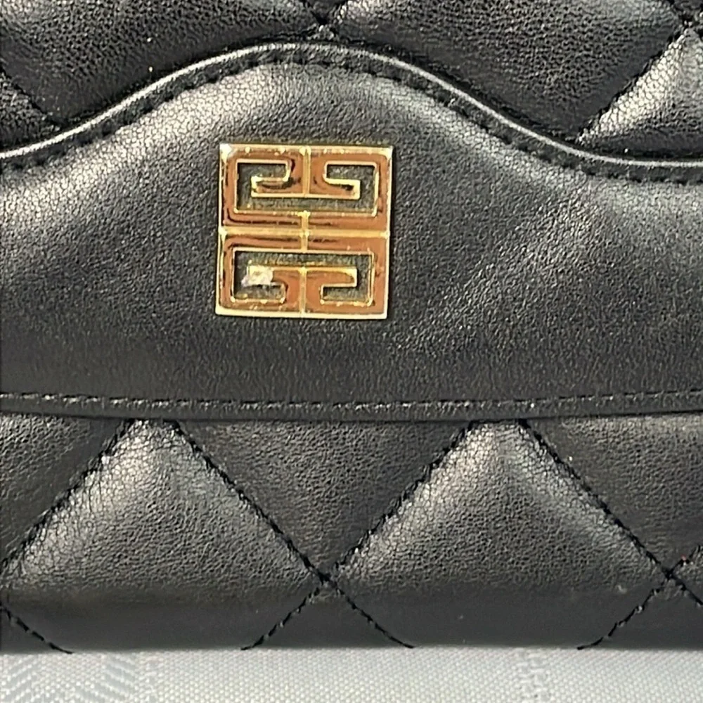 Givenchy Black Quilted Leather Flat Clutch Flap Bag on Chain Small Night Out